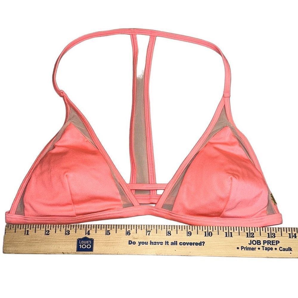 2018 Victoria’s Secret PINK sz Med sexy bright coral bikini swim top sheer hot - Picture 4 of 5